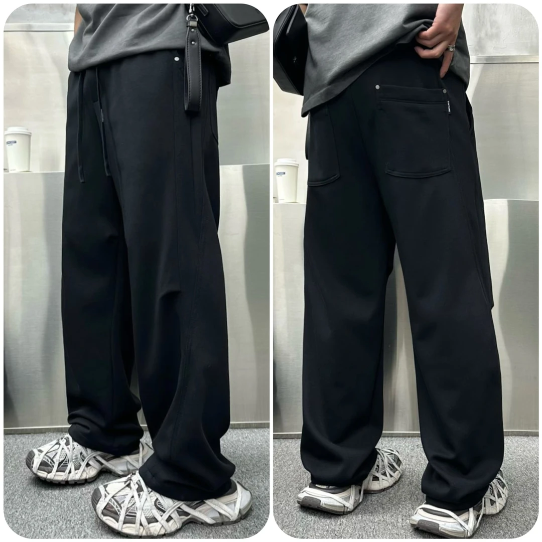 春款新品马吉拉直筒弯刀微喇西裤男百搭通勤卫裤大码休闲风男长裤