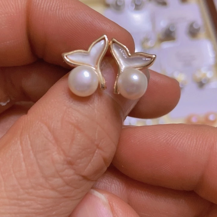 淡水珍珠耳饰银S925镶嵌