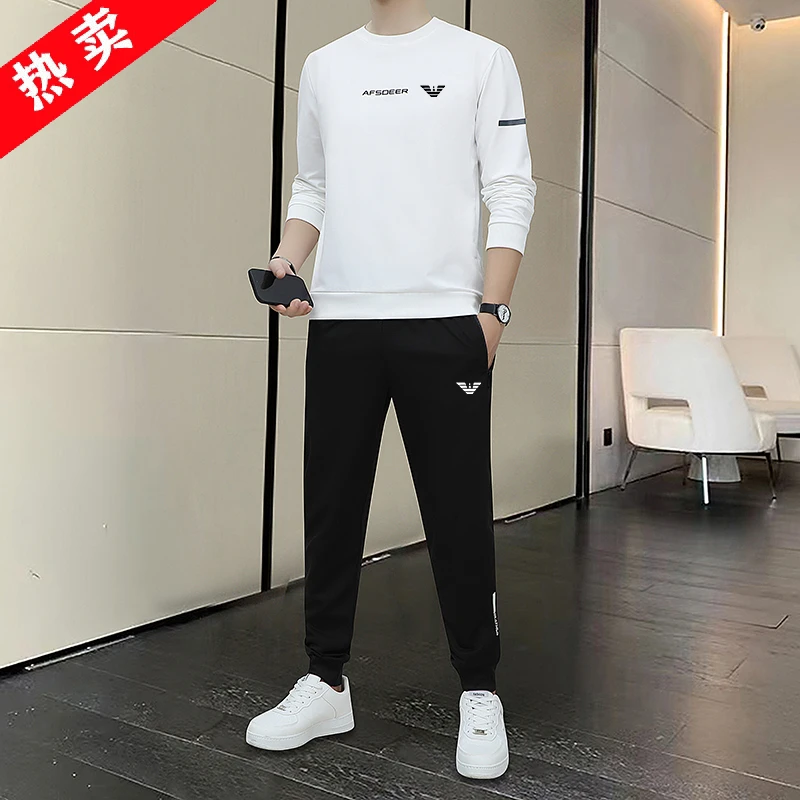 品牌男士运动套装秋季新款时尚百搭圆领卫衣长裤休闲服男装两件套