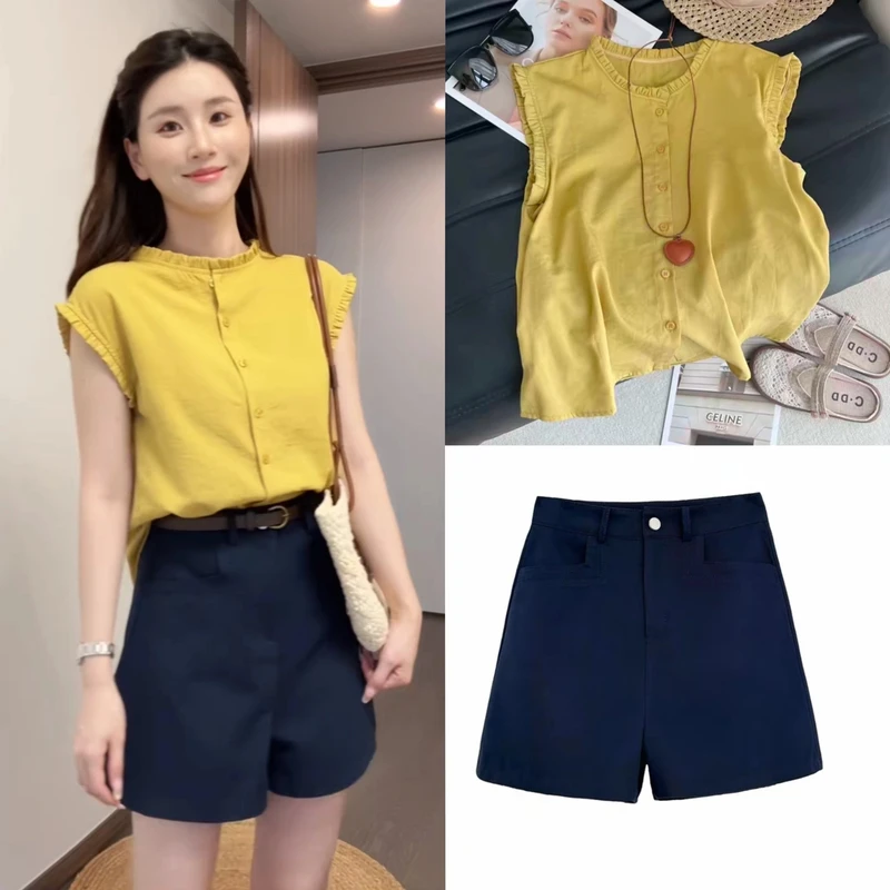 今年流行超好看无袖小衫休闲短裤两件套女装夏季时尚减龄显瘦套装