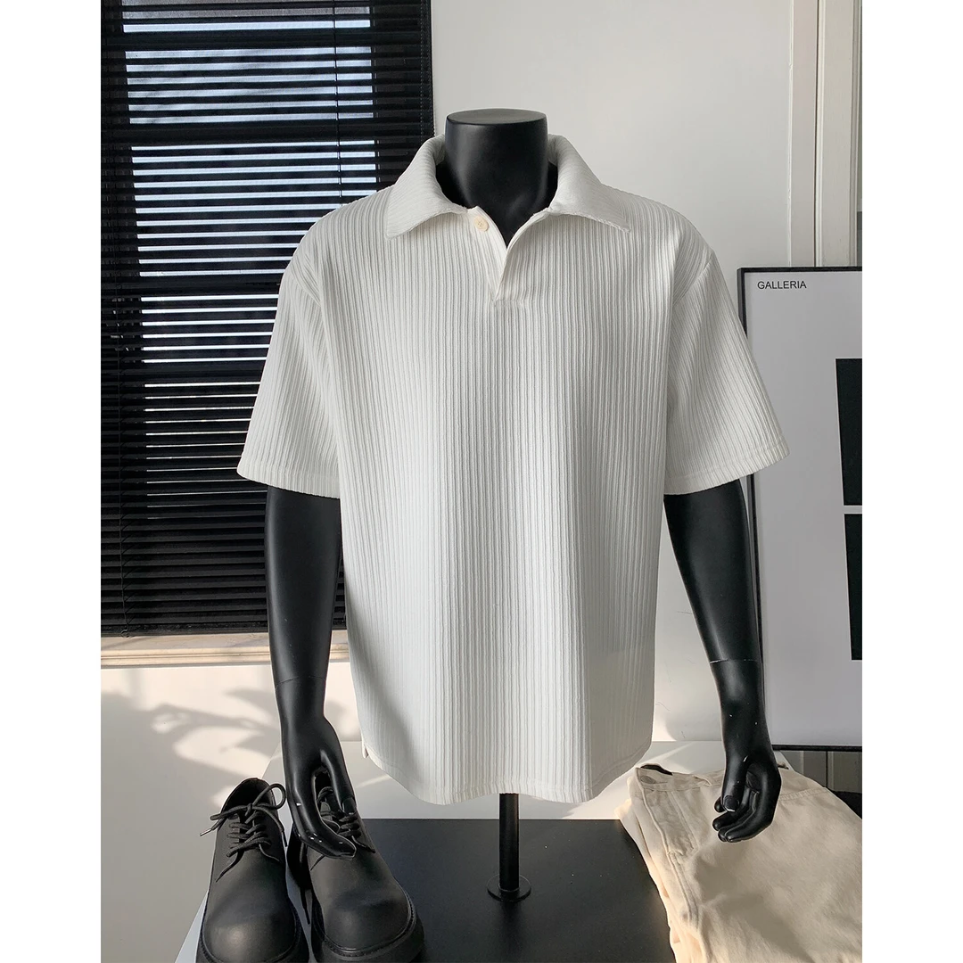 白色肌理感短袖POLO衫男款夏季弹力运动健身速干cleanfit翻领半袖