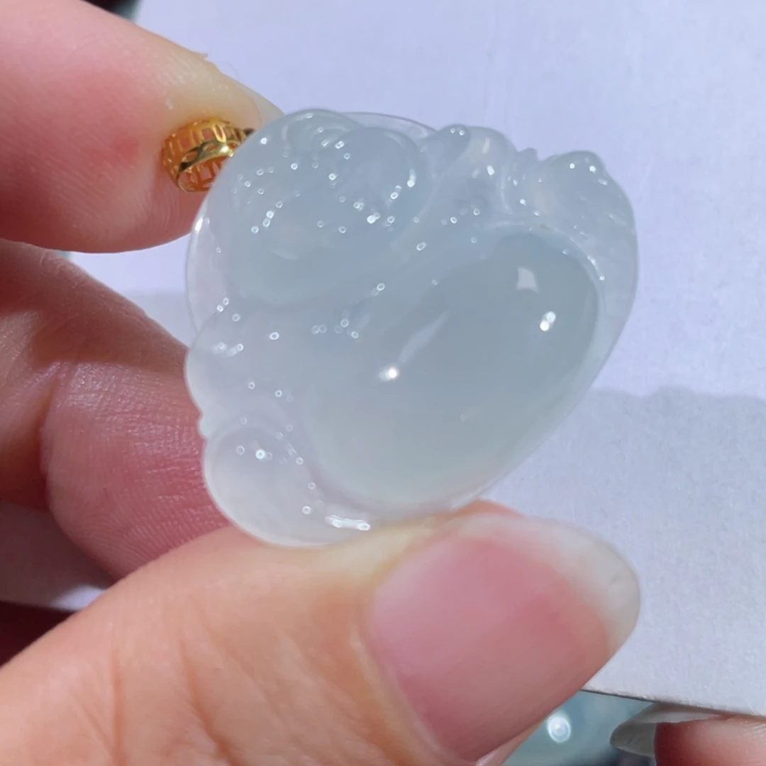 翡翠18K金镶嵌颈饰佛公