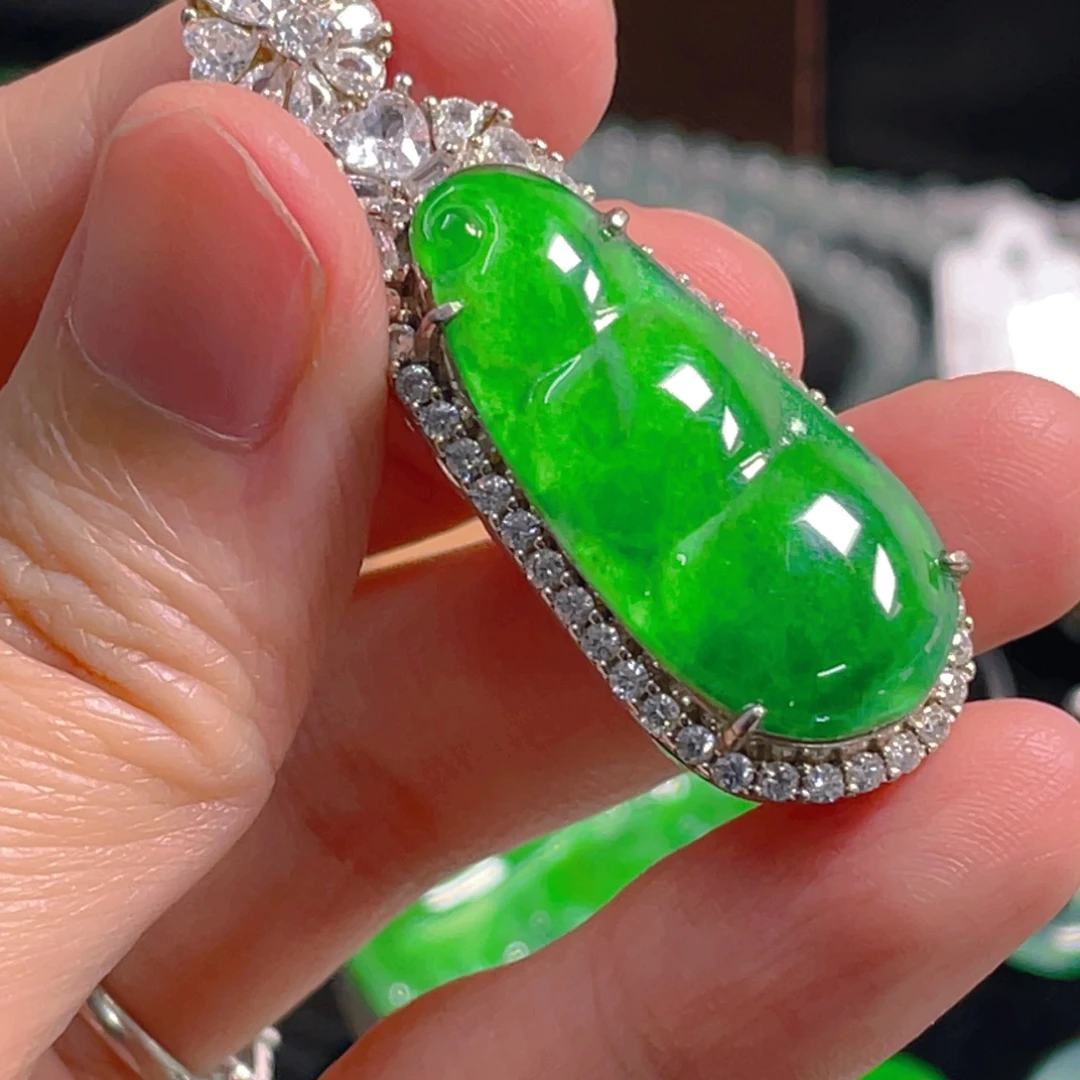 翡翠银S925镶嵌吊坠(不含链)