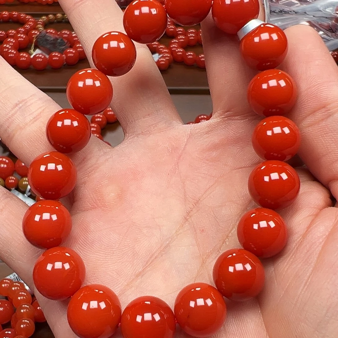 南红玛瑙未镶嵌手链保山料12m圆珠典藏版