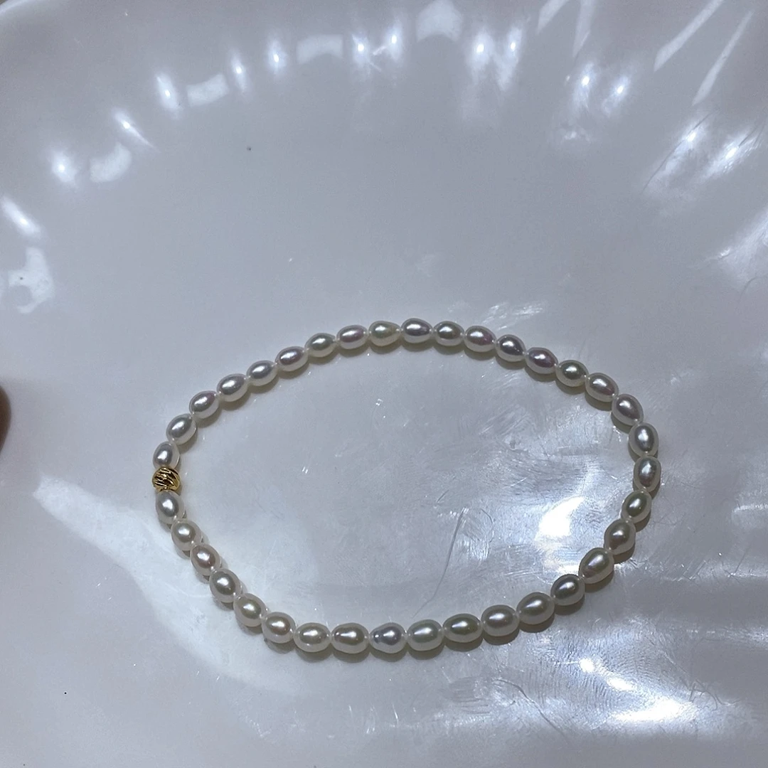 银S925镶嵌手绳淡水珍珠4-5