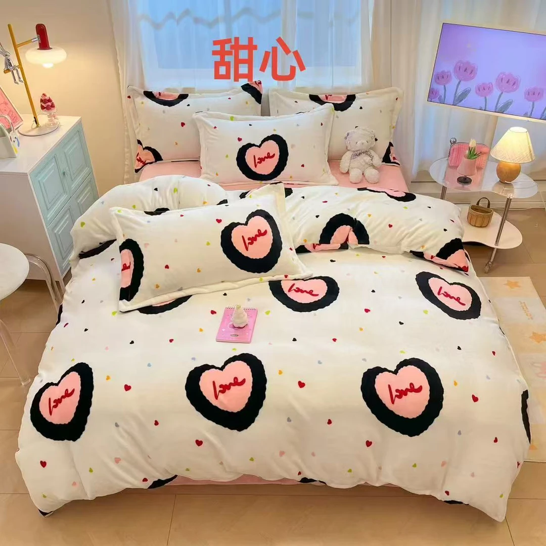 学生牛奶绒三件套