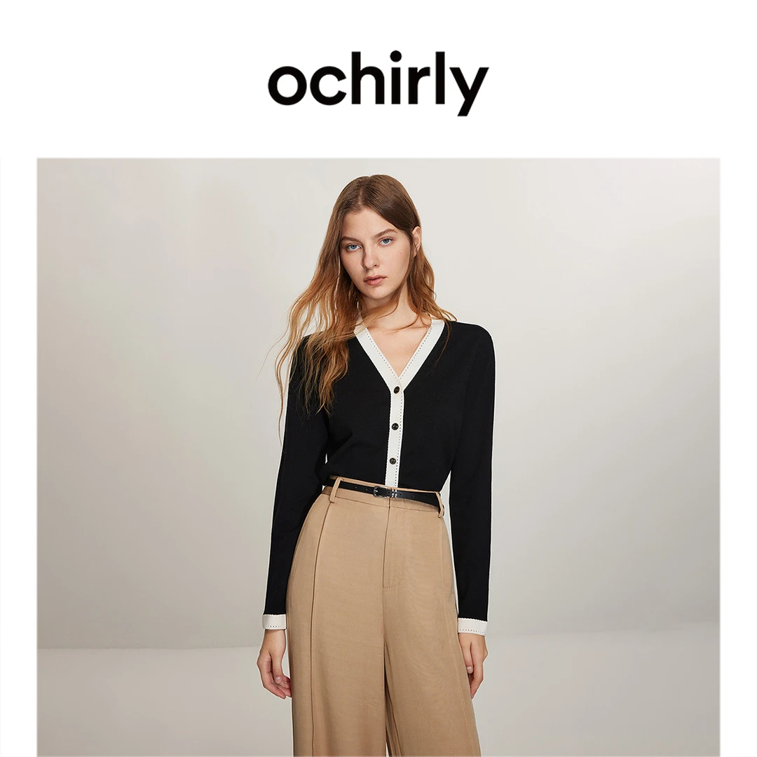 桑蚕丝氧气衫开衫 OCHIRLY欧时力香风针织外套女早春凉感透气