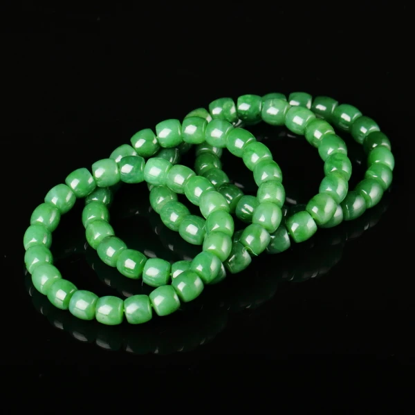 【泓贝珠宝-M712】和田玉老料碧玉直切手串多样性发其一