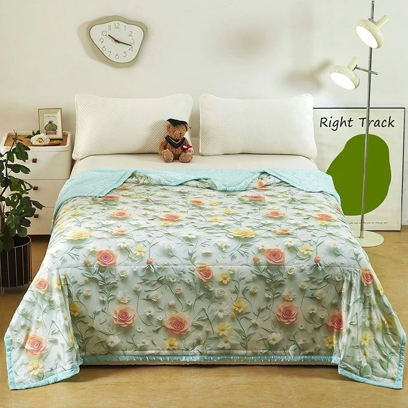 爆款冰丝凉感夏凉被空调被亲肤夏被单双人学生宿舍被可机洗豆豆被