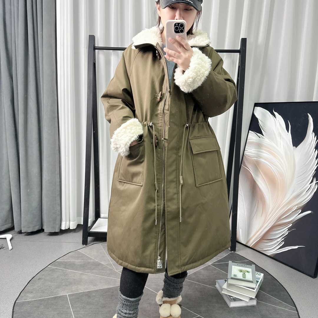 【姬凡浠】冬季新款工装毛领长款羽绒服-668157