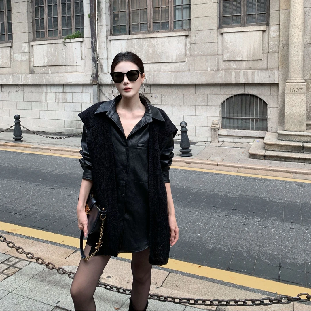 【ZACOCO】美式机车酷飒风高级网红洋气清冷百搭皮衣真两件外套3369