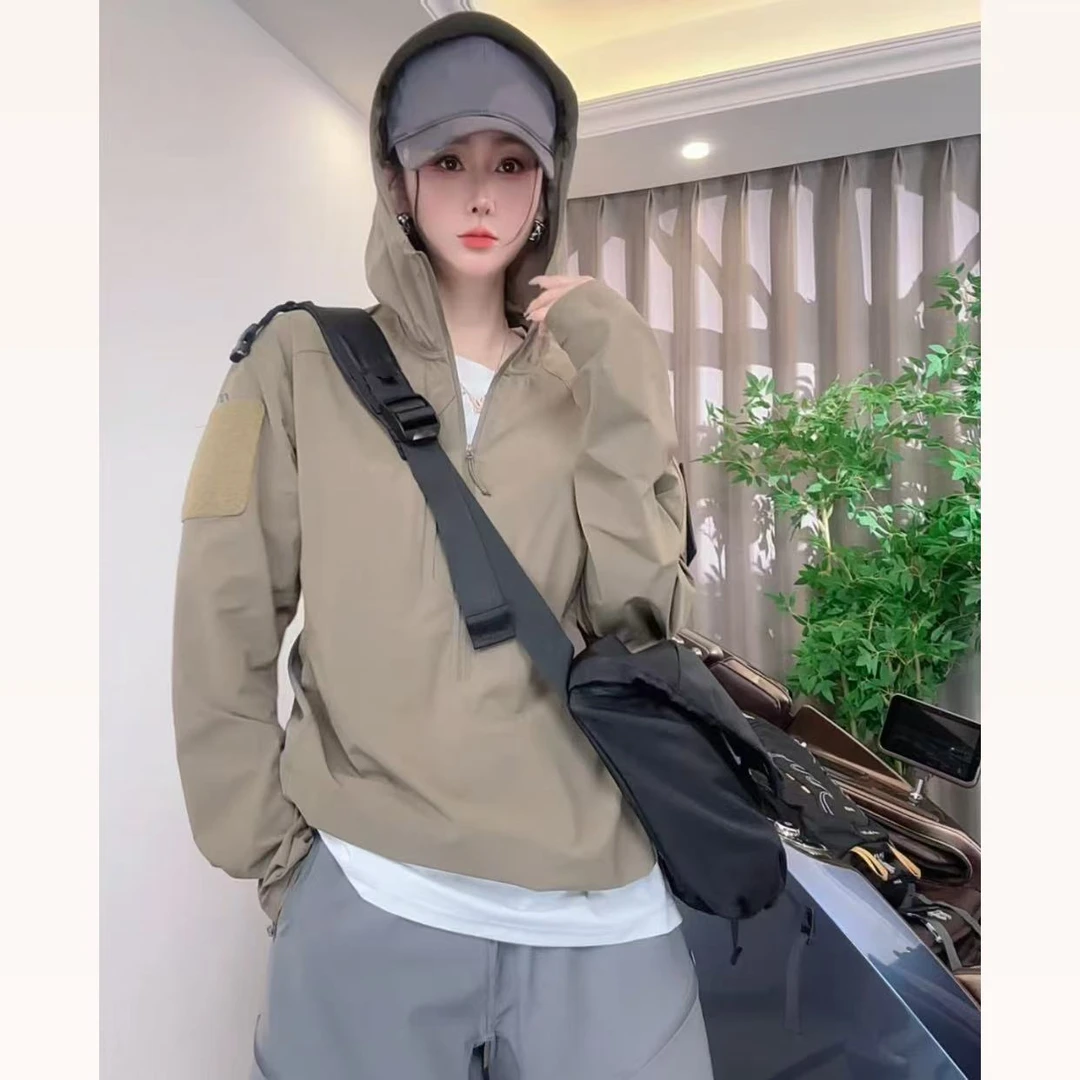 【台州三门厂家直发】GAMMA系列 纯色户外防晒衣半拉链连帽夹克外套