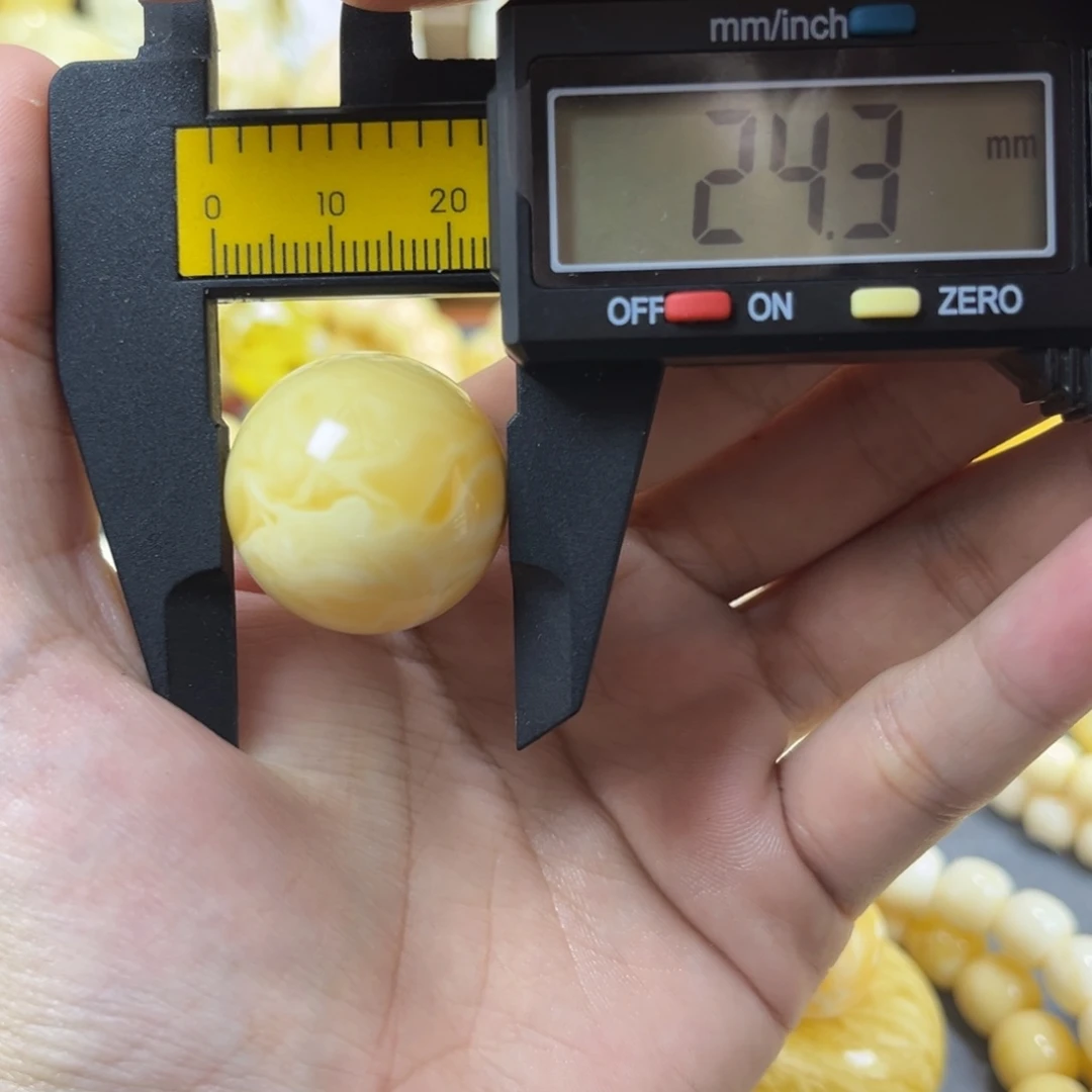 琥珀未镶嵌手串单珠圆珠
