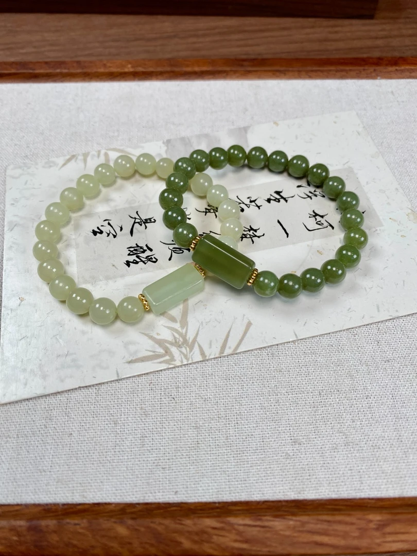 天然和田玉无事牌8mm手串素圈圆珠简约百搭假一罚十一FY-637