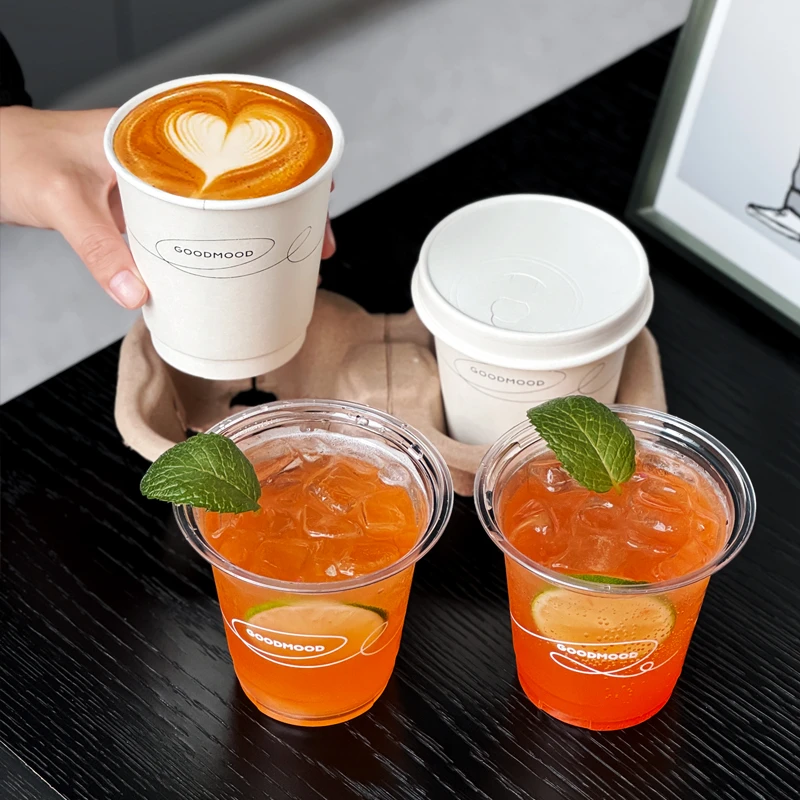 一次性咖啡杯透明胖胖PET冷饮杯网红果汁塑料杯奶茶打包杯子带盖