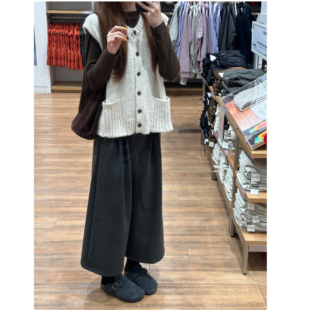 大码女装肥妹妹mm慵懒毛呢阔腿秋冬高腰宽松显瘦休闲八分裤200斤