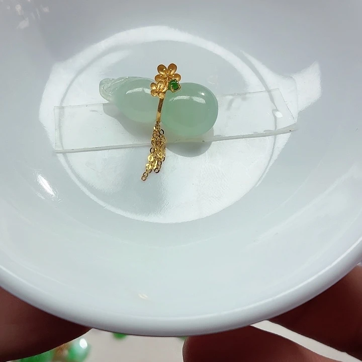 翡翠18K金镶嵌手链天然缅甸翡翠A货