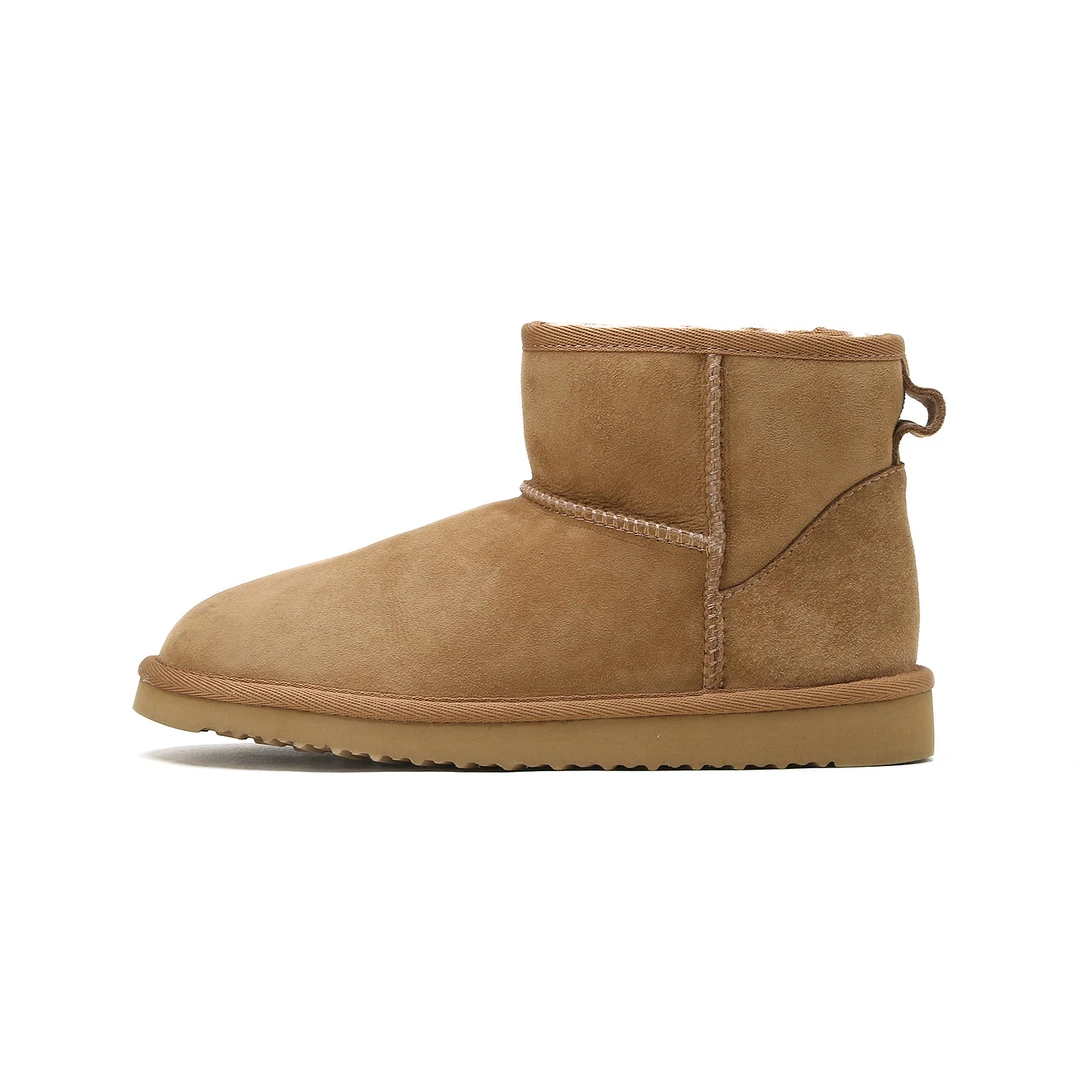 【低筒基础款】桑坡冬季真皮雪地靴短筒羊皮毛一体保暖女鞋时尚靴子