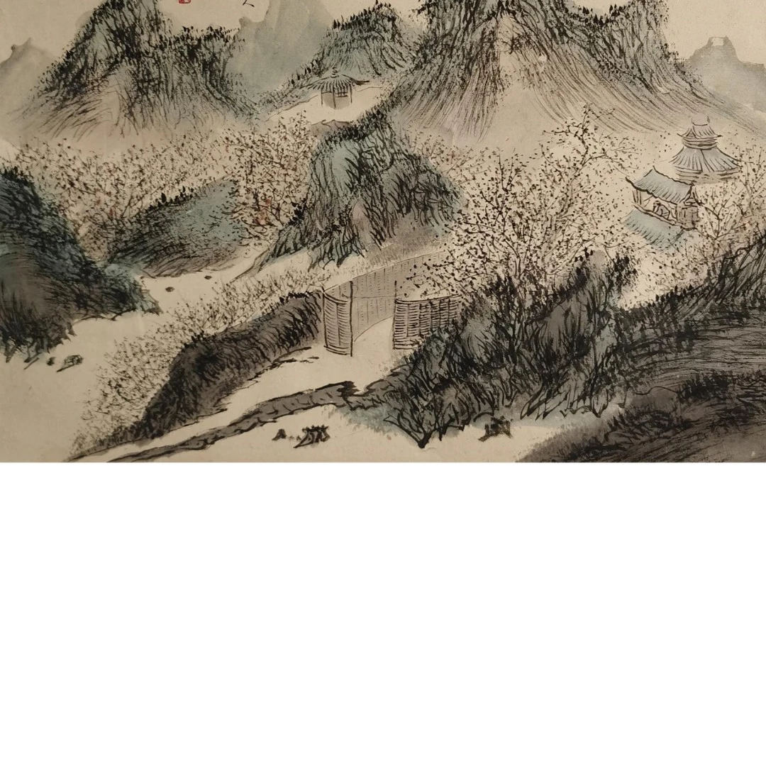 【辽拍】V240701-3-39《山水》（1.2平尺) 纸本镜片 ws1216