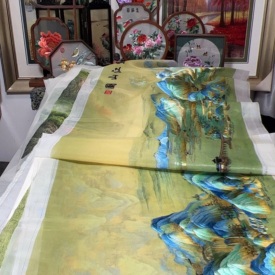 徒***牛刺绣纯手工刺绣画