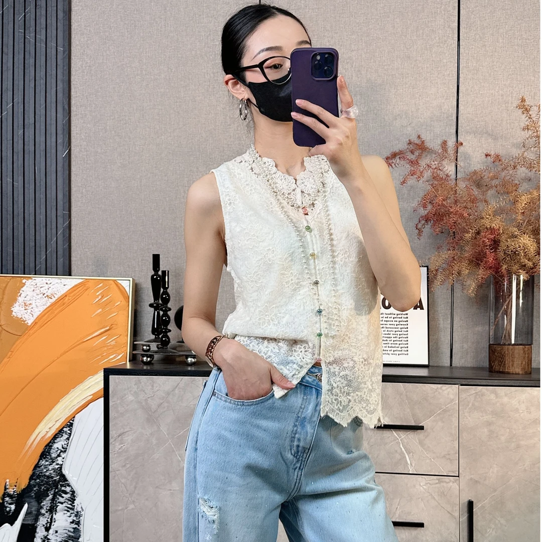 新中式彩虹扣无袖上衣