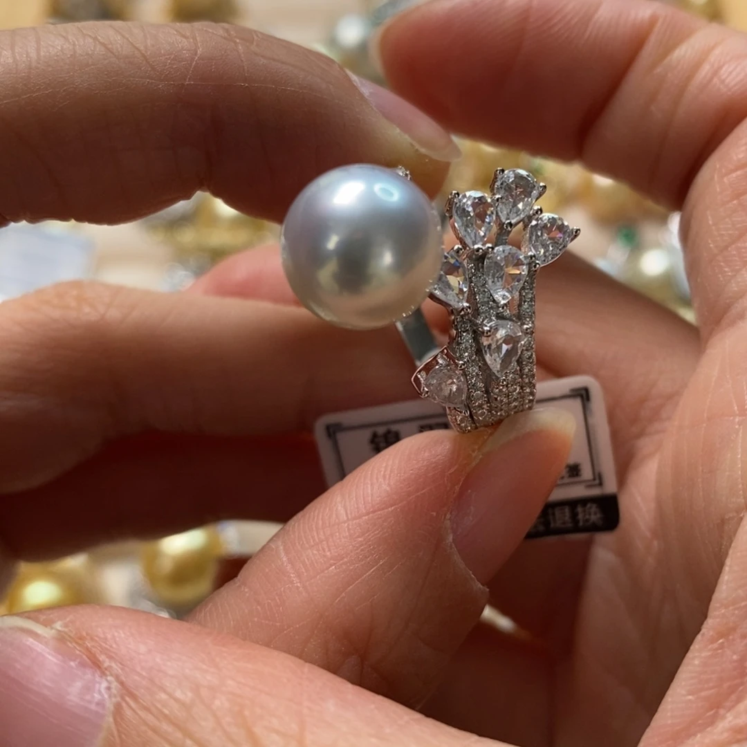海水珍珠戒指银S925镶嵌