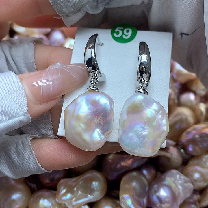 淡水珍珠耳饰银S925镶嵌