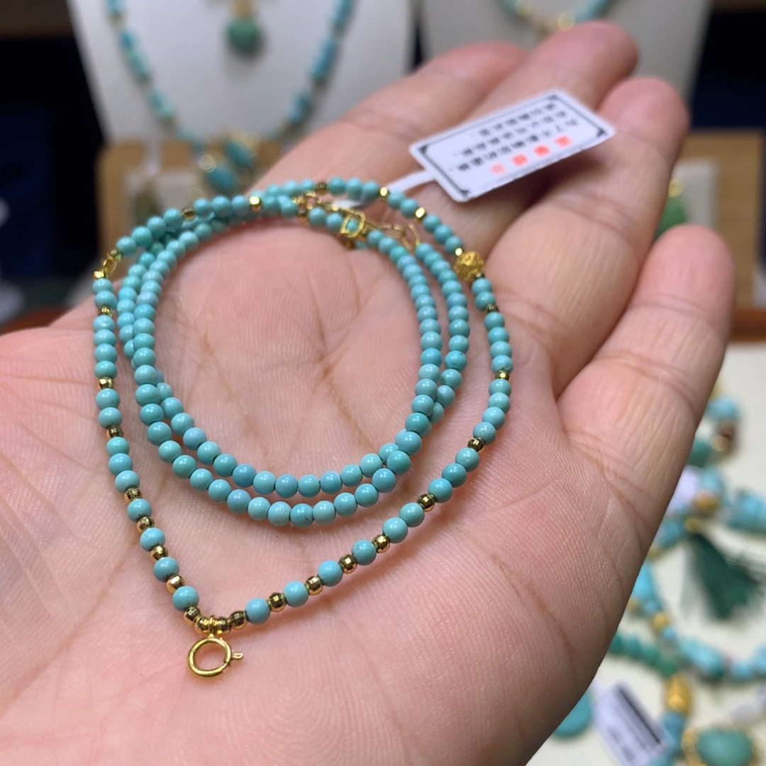 绿松石18K金镶嵌万能链