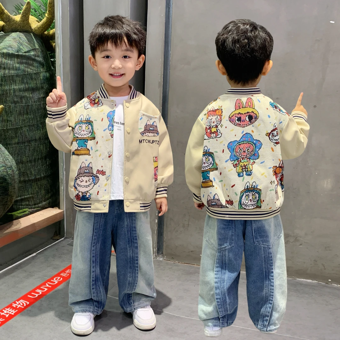哪吒衣服男童春秋季皮衣外套2025新款洋气儿童帅气小男孩开衫上衣