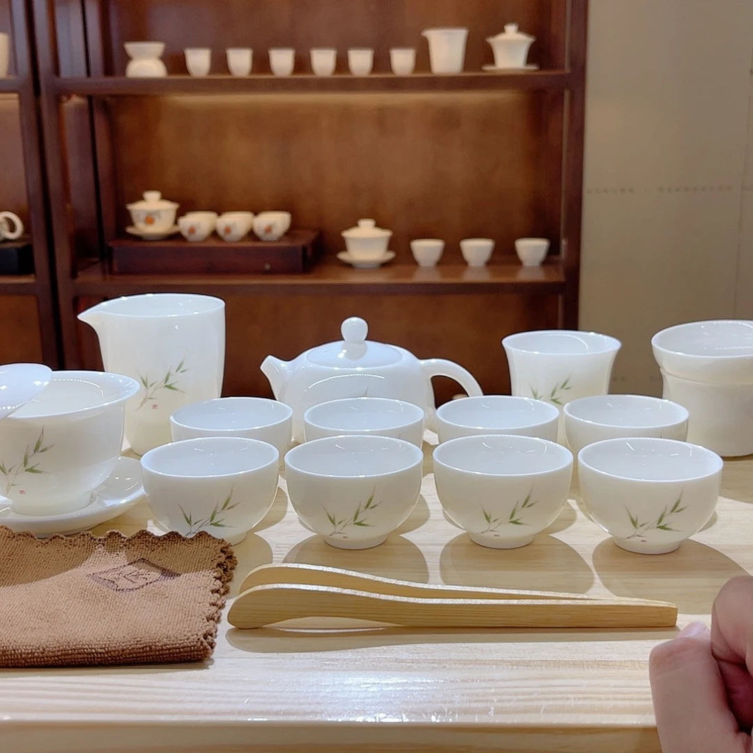 瓷片玄致羊脂玉瓷茶具套装