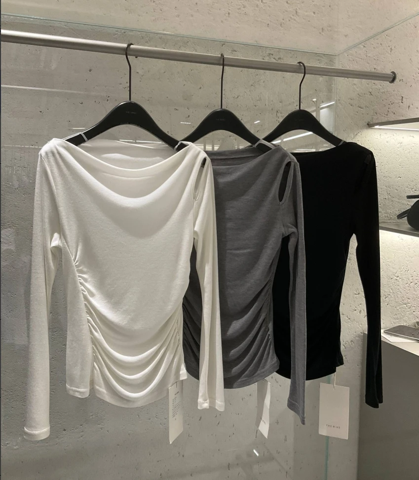 【NO退NO换】鑫燃KIKI 莱赛尔绵羊毛不规则褶皱上衣 T057 LM