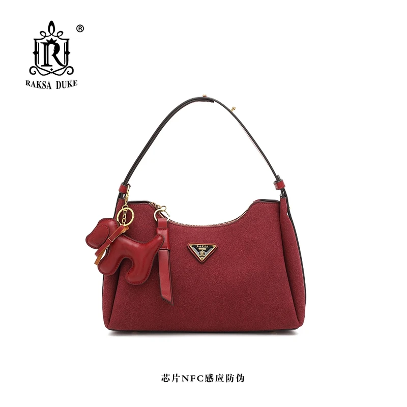 M.Y媛总R RAKSA DUKE/罗萨公爵单肩包经典酒红色斜挎包R0812