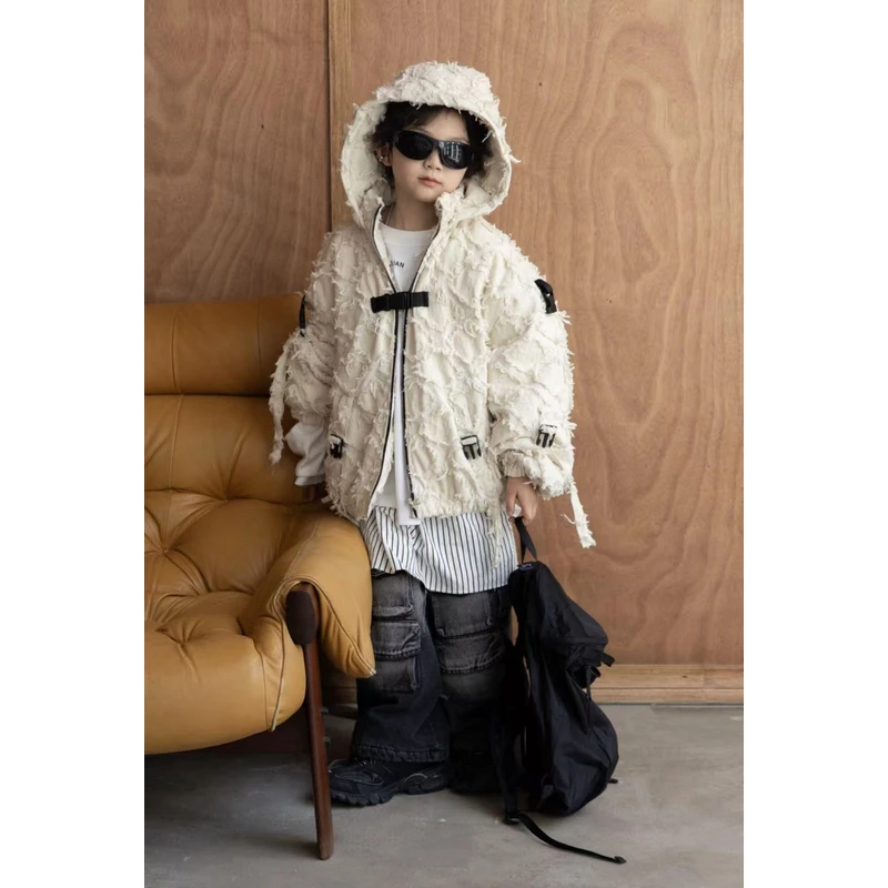 半川童装（棉服加厚67240秋冬儿童宽松时尚连帽潮流百搭保暖韩版