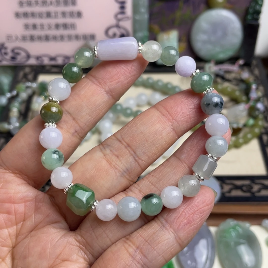 翡翠未镶嵌手链多宝手链