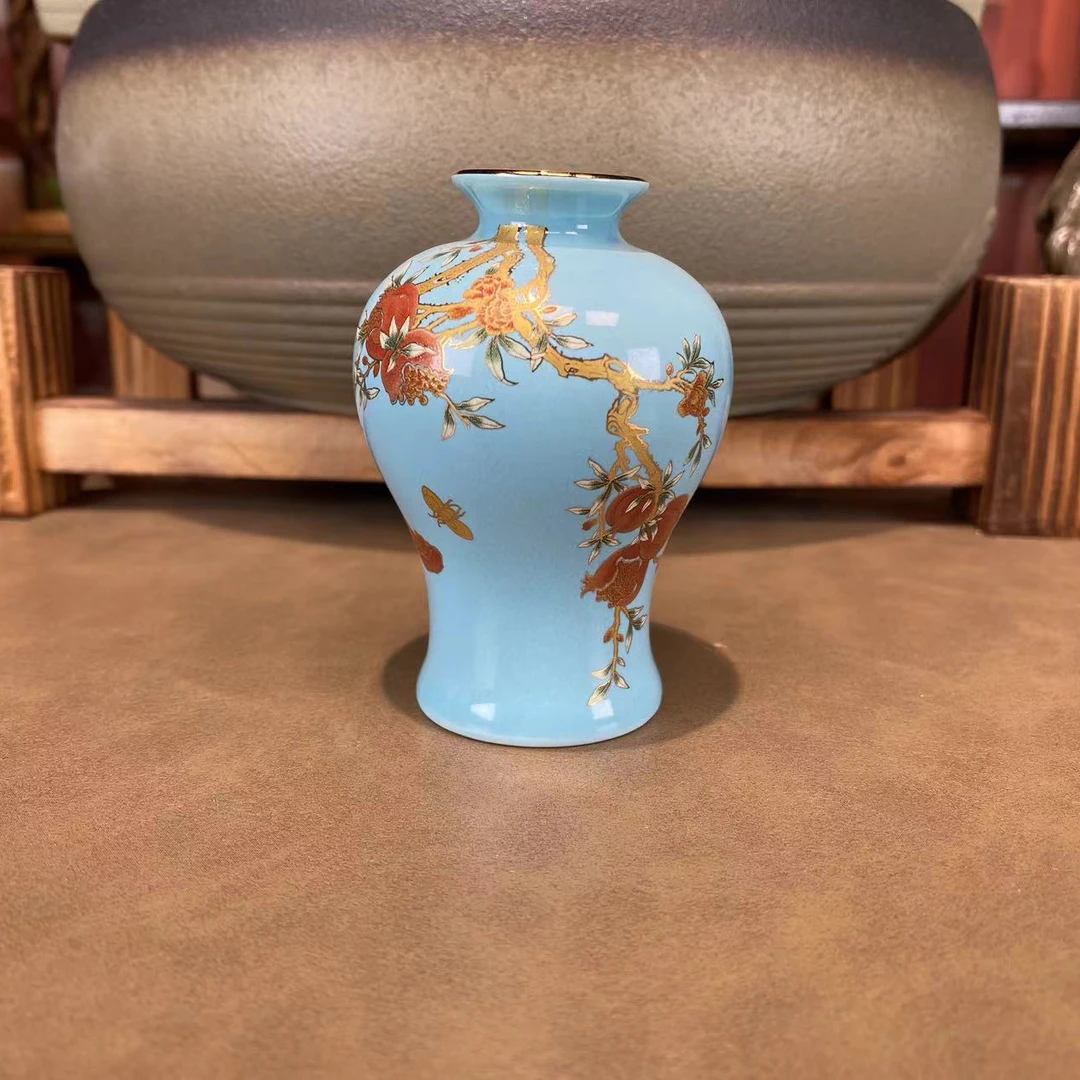 【瓷里】瓷里陶里小花瓶石榴花器花艺花道摆件D039