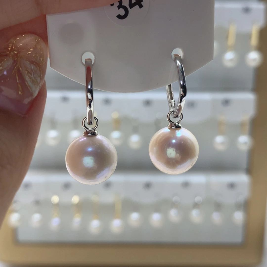 淡水珍珠耳饰银S925镶嵌