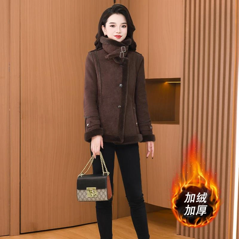 格纹高级感短款毛呢外套女士秋冬2025今年新款中长款加绒加厚大衣