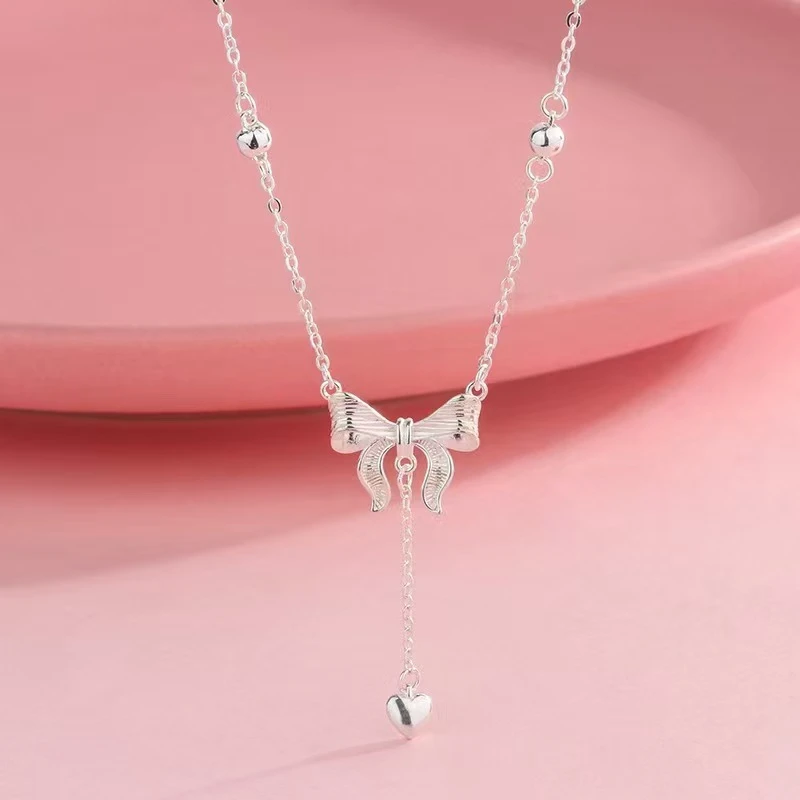 坠链均足银  足银990【在套公主套链】流苏蝴蝶结