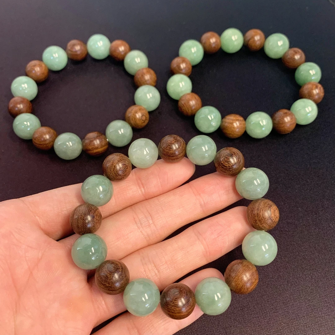 BAQIZHUBAO/八七珠宝A货翡翠百搭双珠圆珠手串多样性发其一