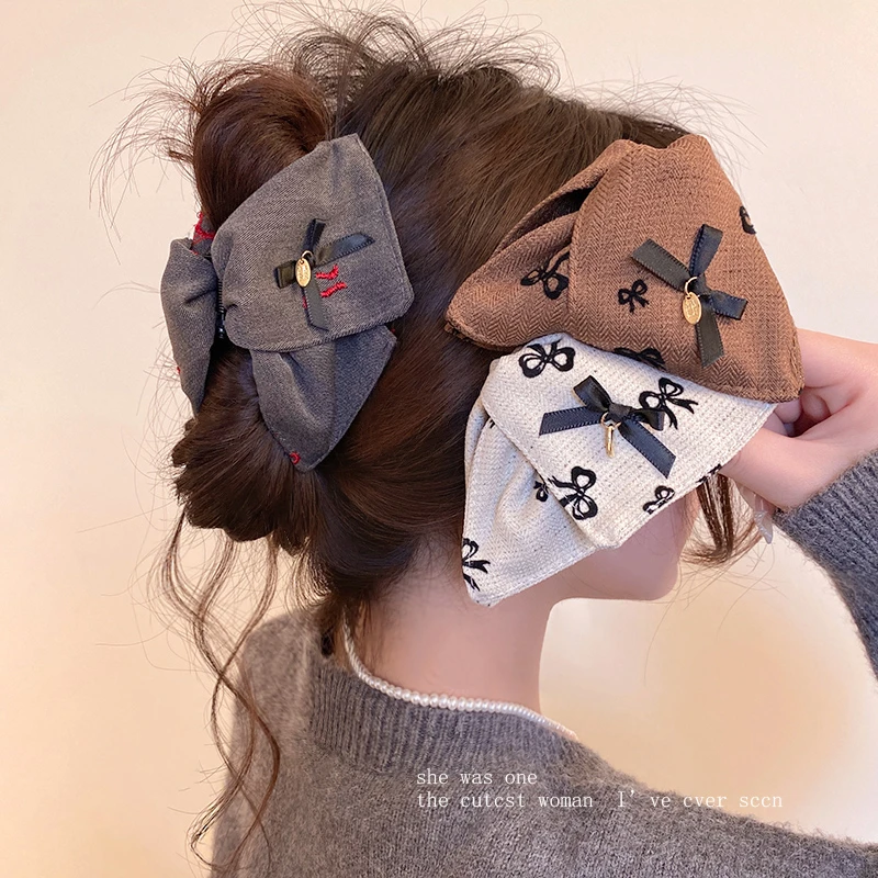 韩系复古蝴蝶结抓夹女2025新款气质后脑勺盘发夹子高级感甜美发饰