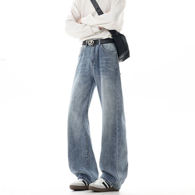 美式潮牌高街休闲复古水洗牛仔裤男生宽松直筒百搭痞帅长裤子男潮