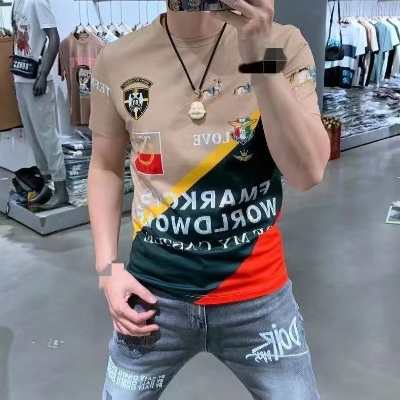 印花夏季圆领男士短袖免烫青年T恤半袖男装时尚修身百搭韩版潮流