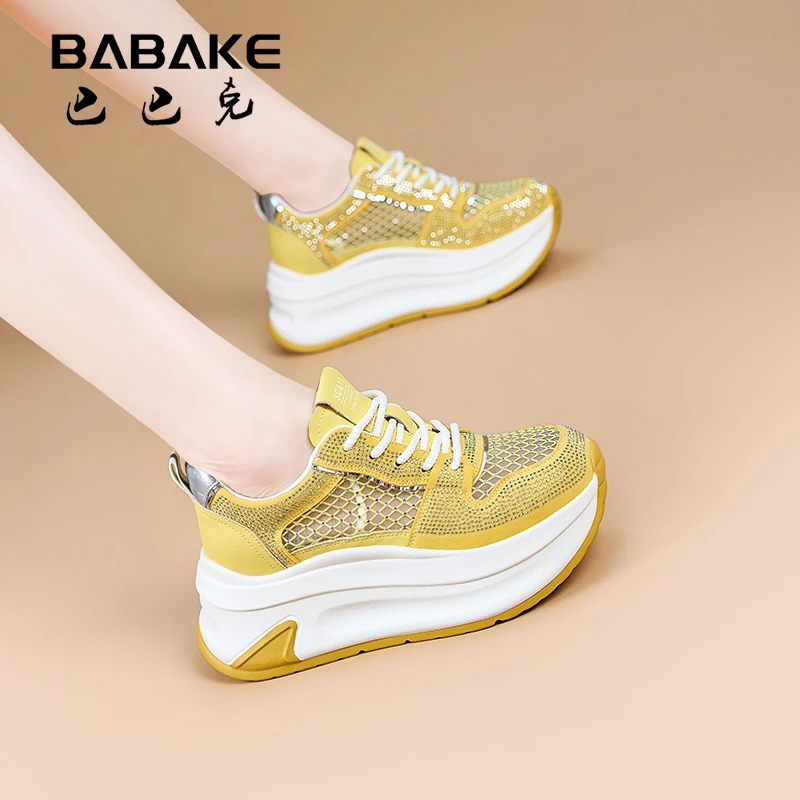 7CM网面厚底阿甘鞋女2025夏季爆款百搭软底透气增高休闲女鞋2861