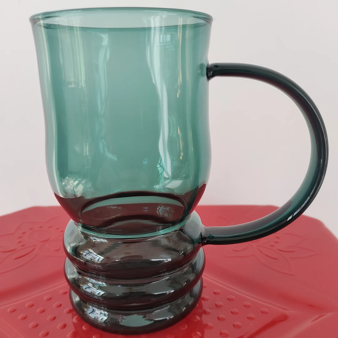 创意彩色玻璃咖啡杯大号耐高温带把个性冷饮杯