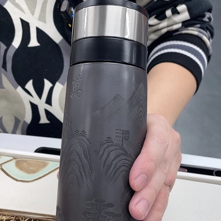 茶杯紫砂石黄万里长城双层车载杯