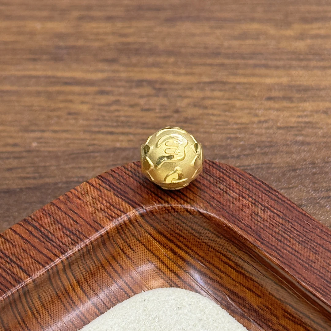 水贝黄金999足金8mm光面六字真言珠DP2242