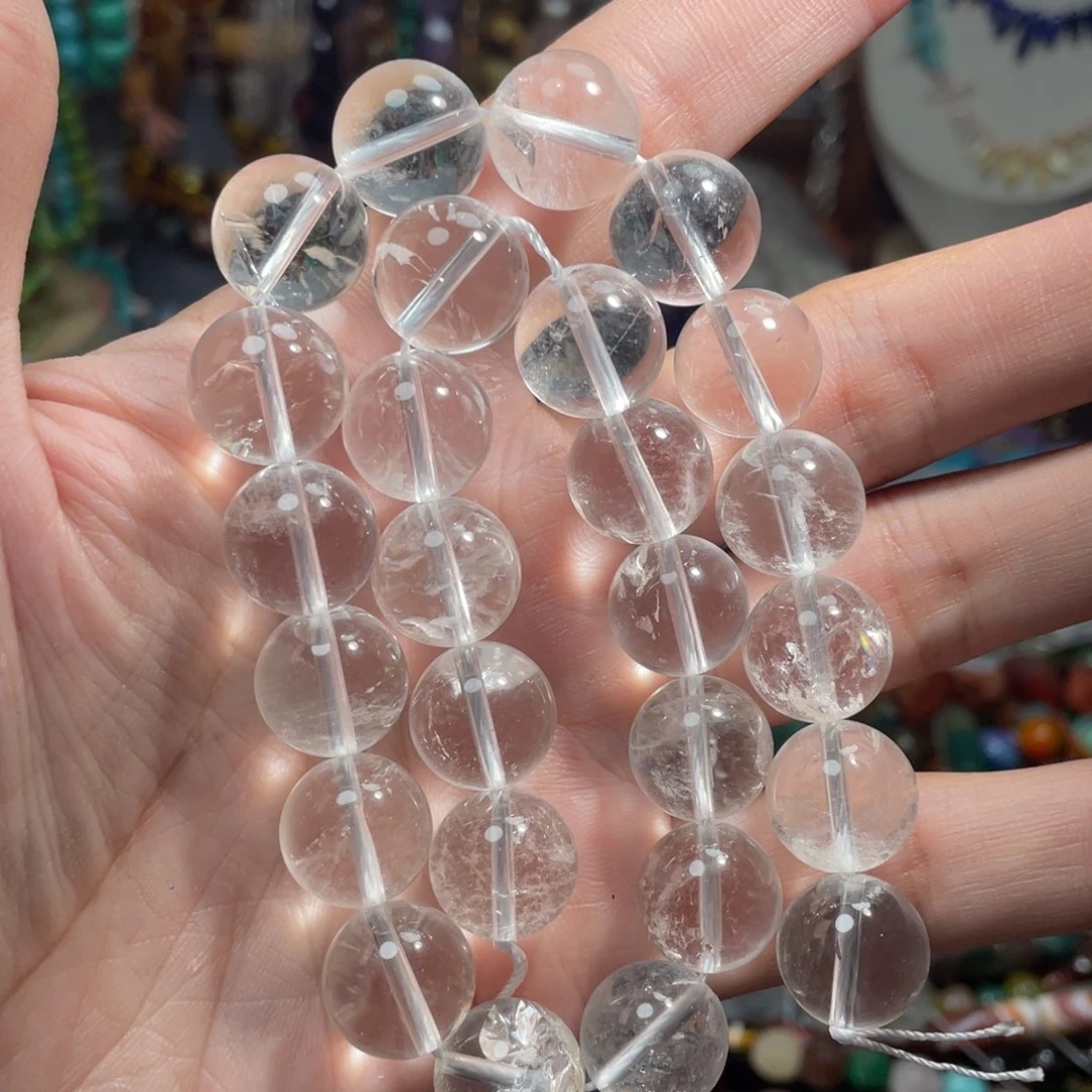 石英质玉，天然白水晶14mm，未镶嵌