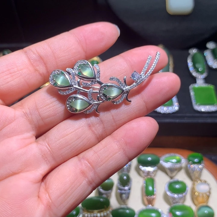 和田玉（碧玉）银S925镶嵌颈饰