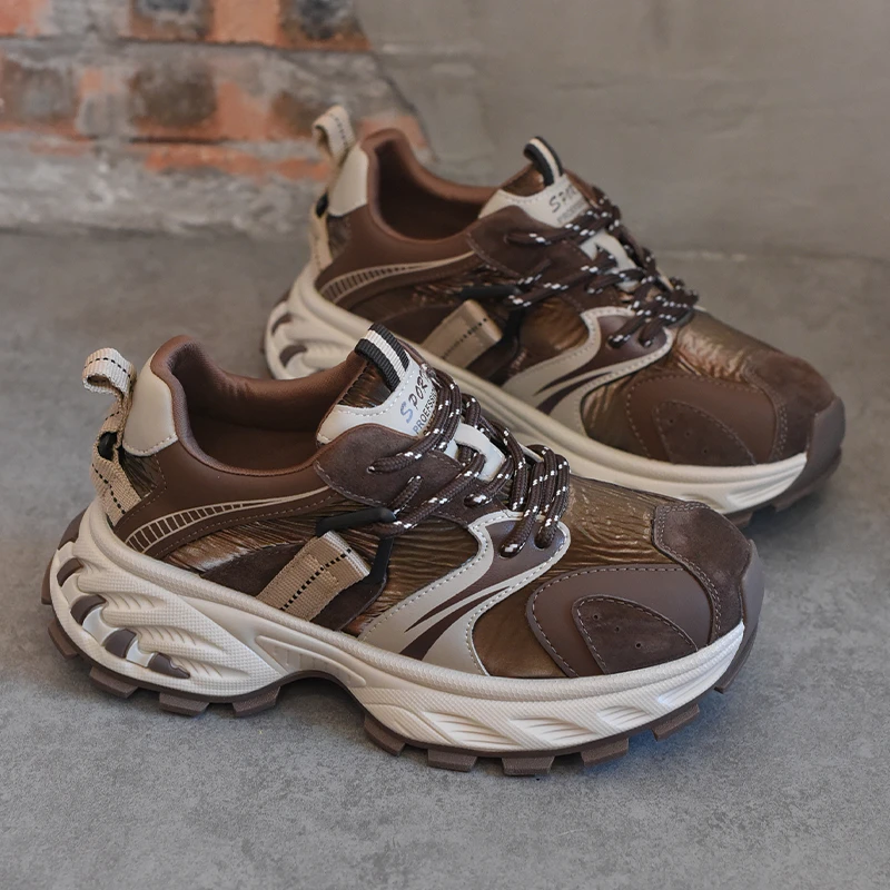 shougu/首谷超火时尚休闲厚底增高老爹鞋女2025新款轻便运动鞋潮