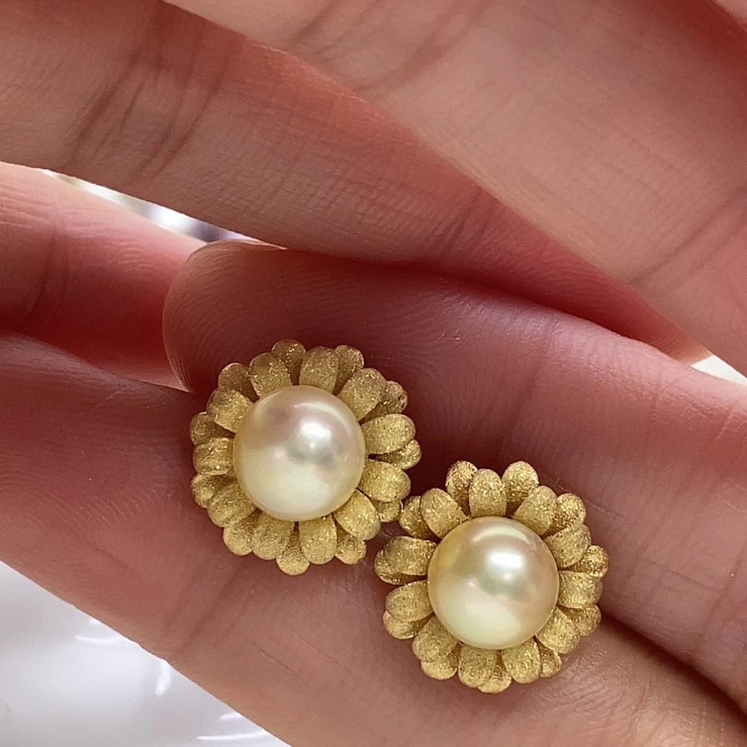 银S925镶嵌海水珍珠耳饰